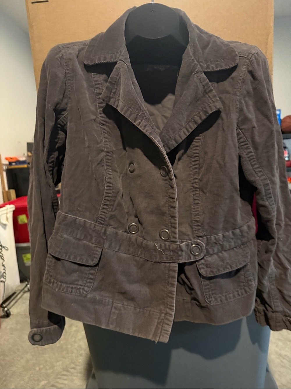 Women’s Dark Brown Double-Breasted Corduroy Jacket 105